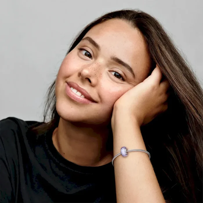 Wavy Lavender Murano Glass Charm - Image 3