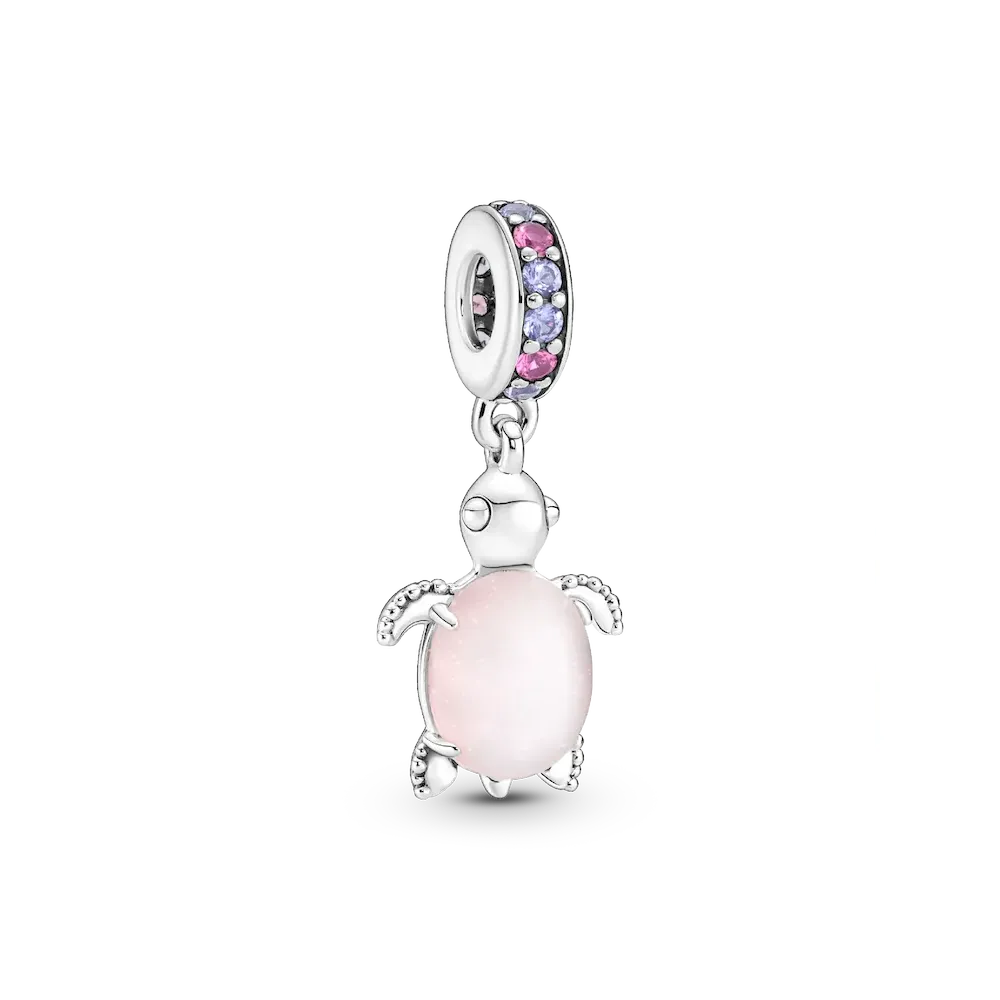 Murano Glass Pink Sea Turtle Dangle Charm