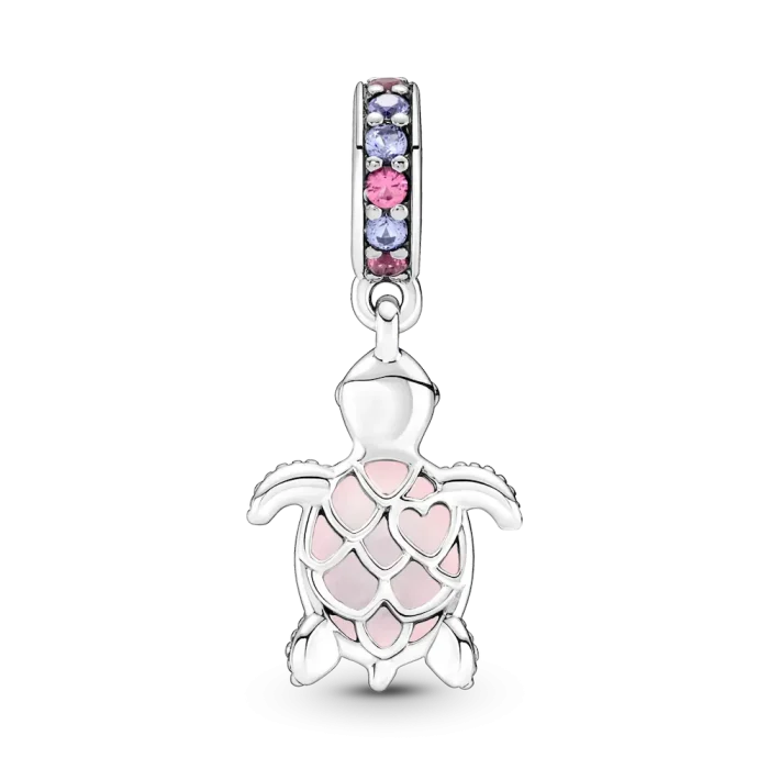 Murano Glass Pink Sea Turtle Dangle Charm - Image 4
