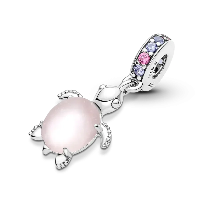 Murano Glass Pink Sea Turtle Dangle Charm - Image 7