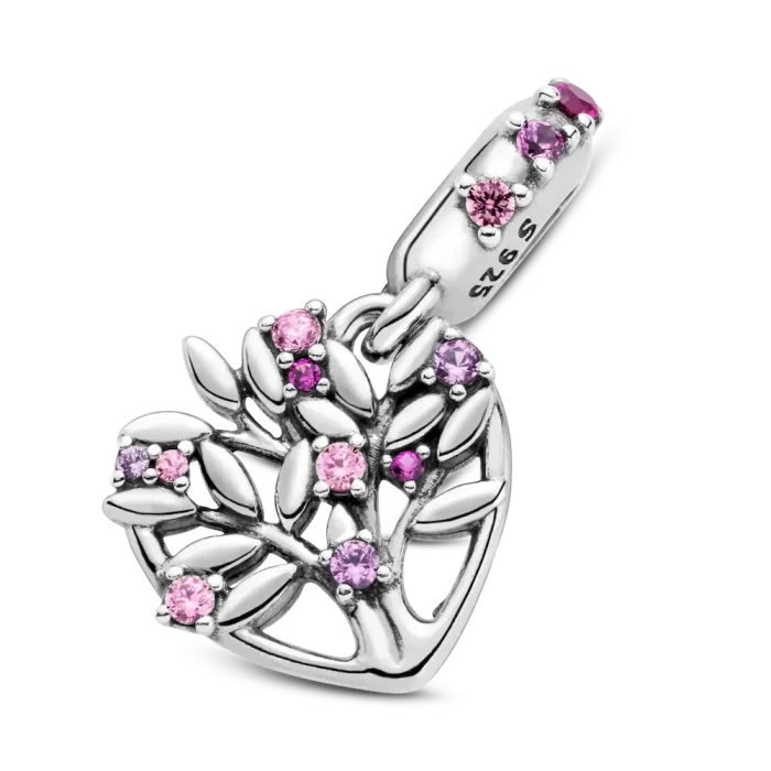 Pink Heart Family Tree Dangle Charm - Image 7