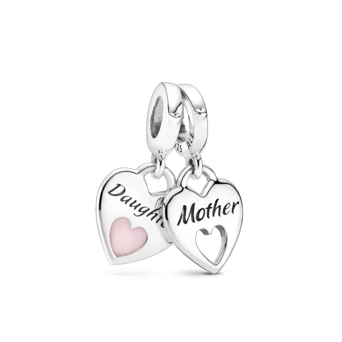 Mom and Daughter Double Heart Charm Bracelet Set - Image 3