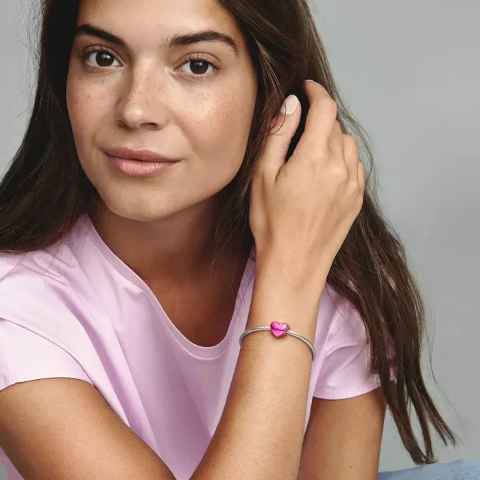 Metallic Pink Heart Charm - Image 3