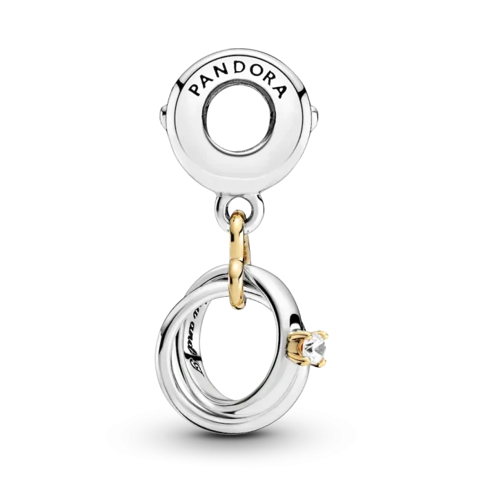 Two-tone Wedding Rings Dangle Charm - Image 2