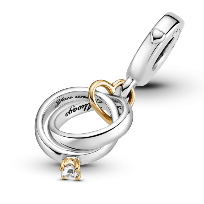 Two-tone Wedding Rings Dangle Charm - Image 3