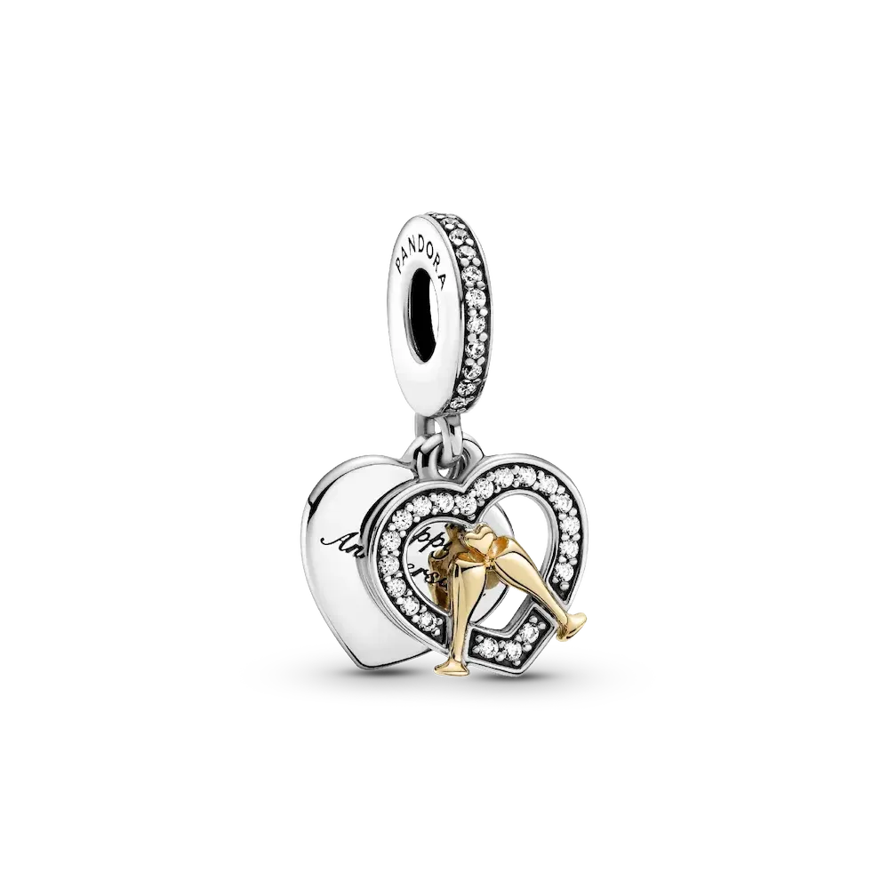 Two-tone Happy Anniversary Dangle Charm