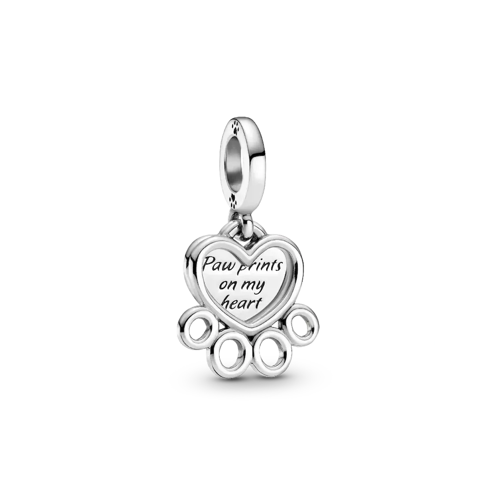 Hearts & Paw Print Dangle Charm