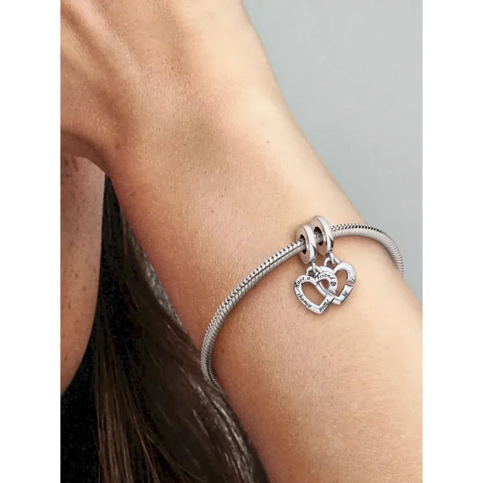 Linked Sister Hearts Split Dangle Charm - Image 2