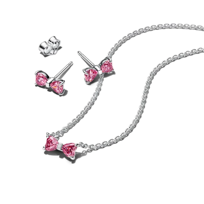 Sparkling Pink Bow Jewelry Gift Set - Image 2