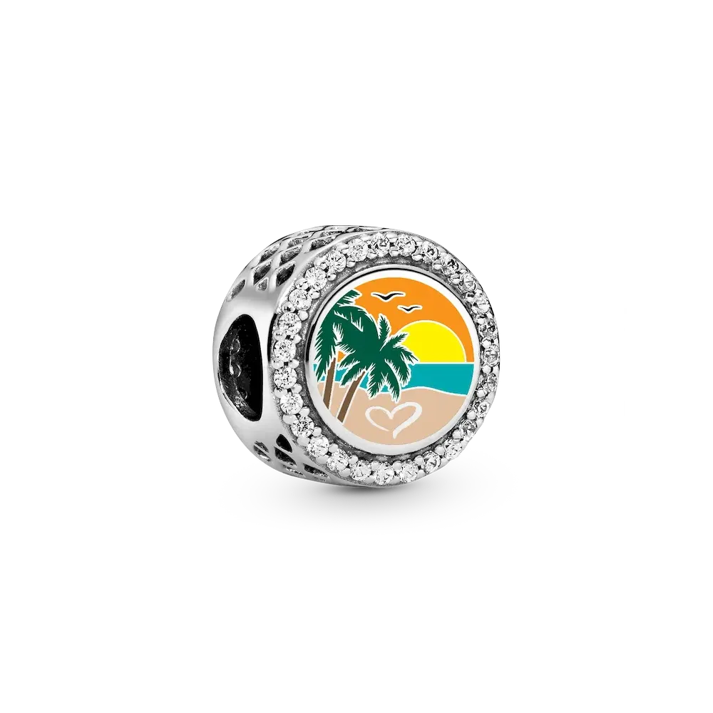 Engravable Beach Heart Scene Charm