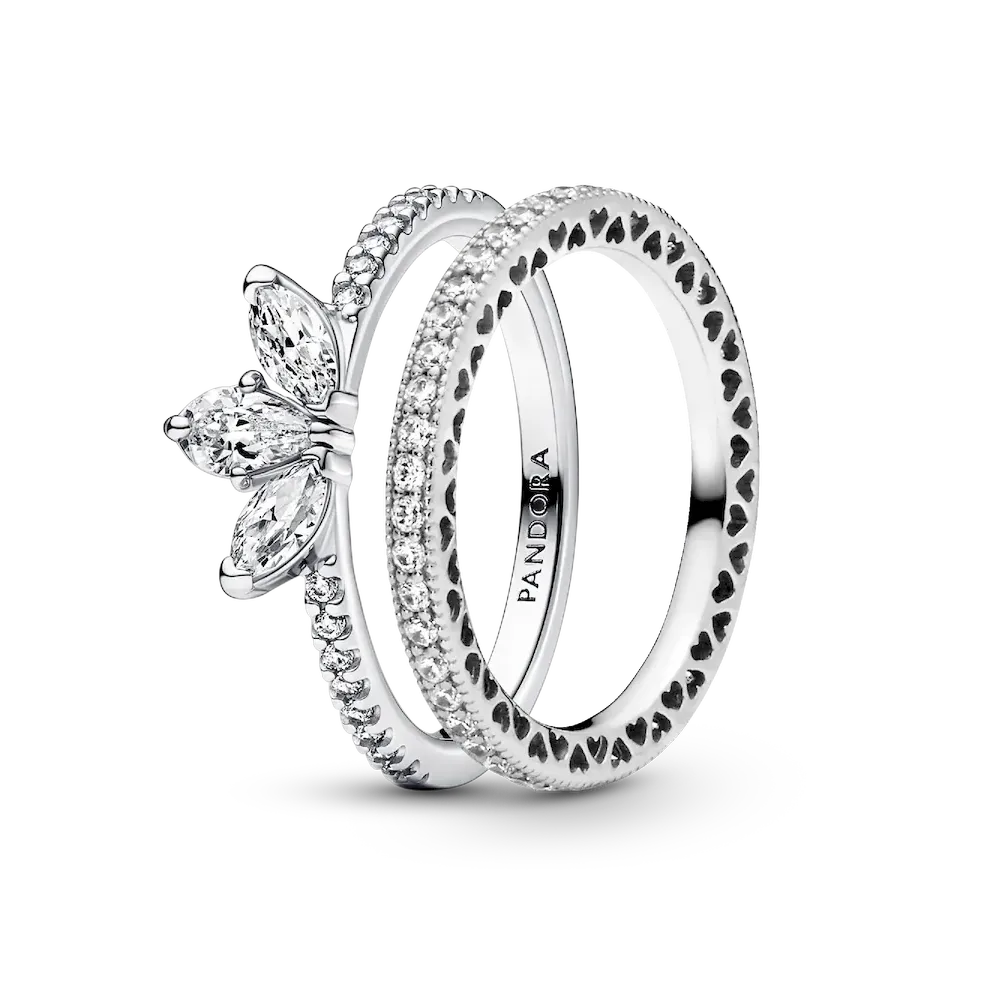 Tear-shaped Tiara Ring Set