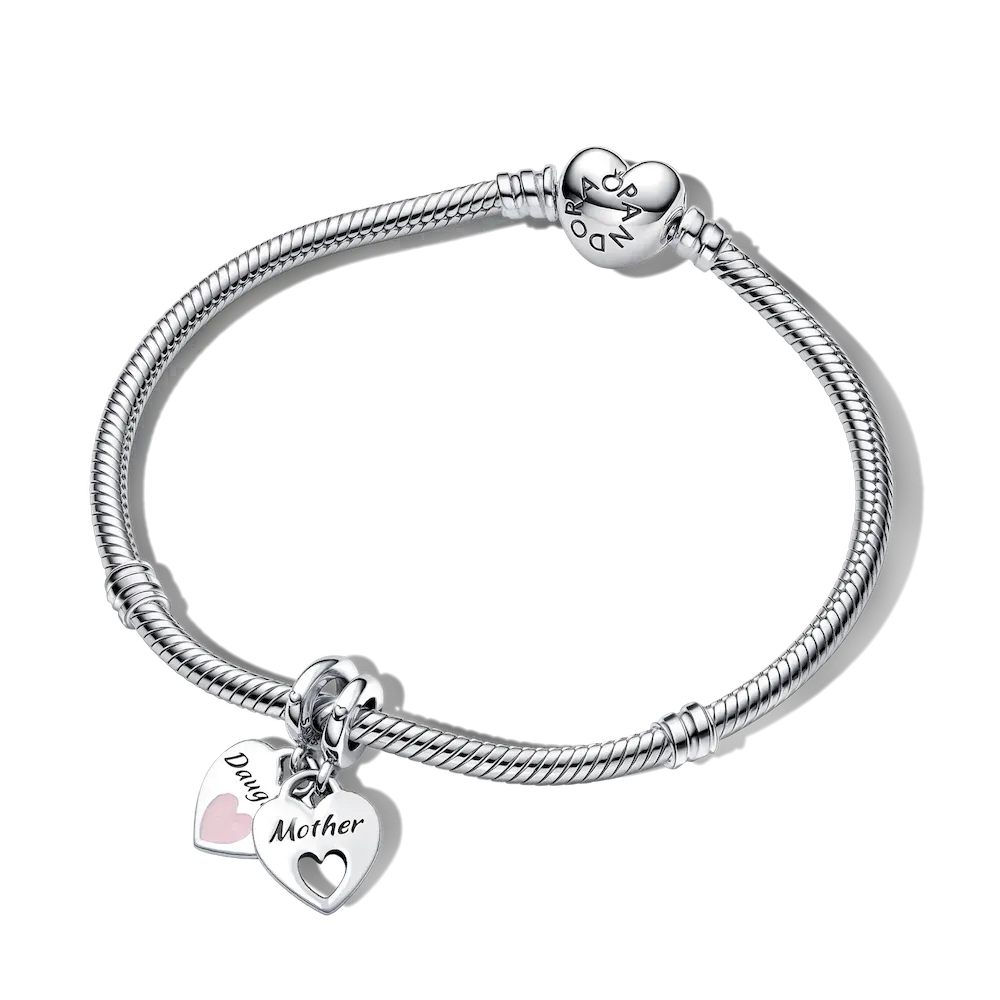 Mother Daughter Splittable Heart Charm and Bracelet Set