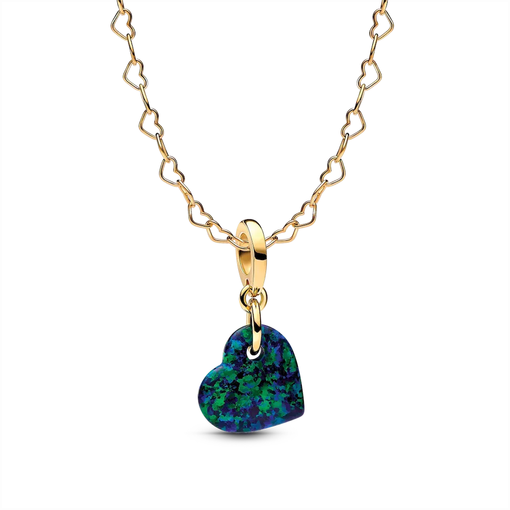 Opalescent Green Heart Necklace Set