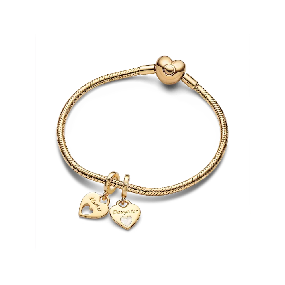 Mother-Daughter Splittable Heart Charm Bracelet Set