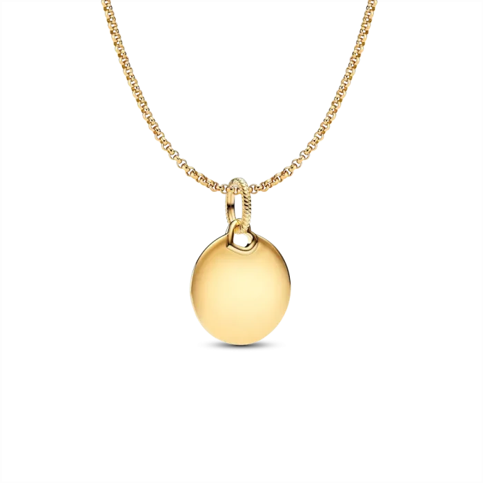 Engravable Round Tag Dangle Charm Necklace Set - Image 4