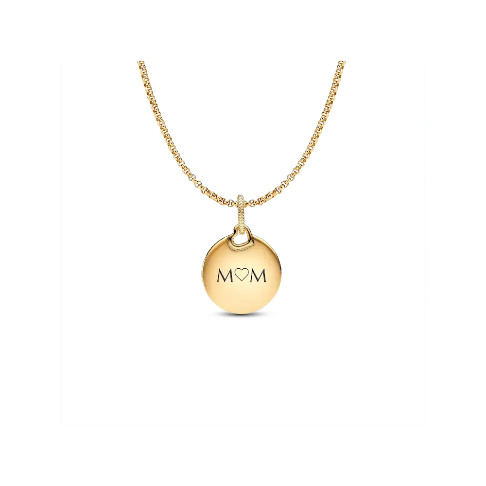 Engravable Round Tag Dangle Charm Necklace Set