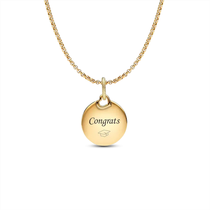 Engravable Round Tag Dangle Charm Necklace Set - Image 5