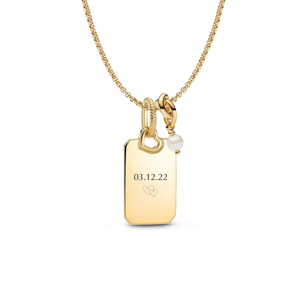 June Engravable  Dangle Charm Necklace Set