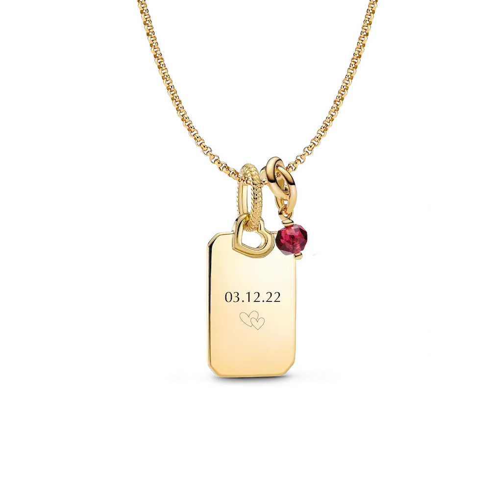 July Engravable Dangle Charm Necklace Set