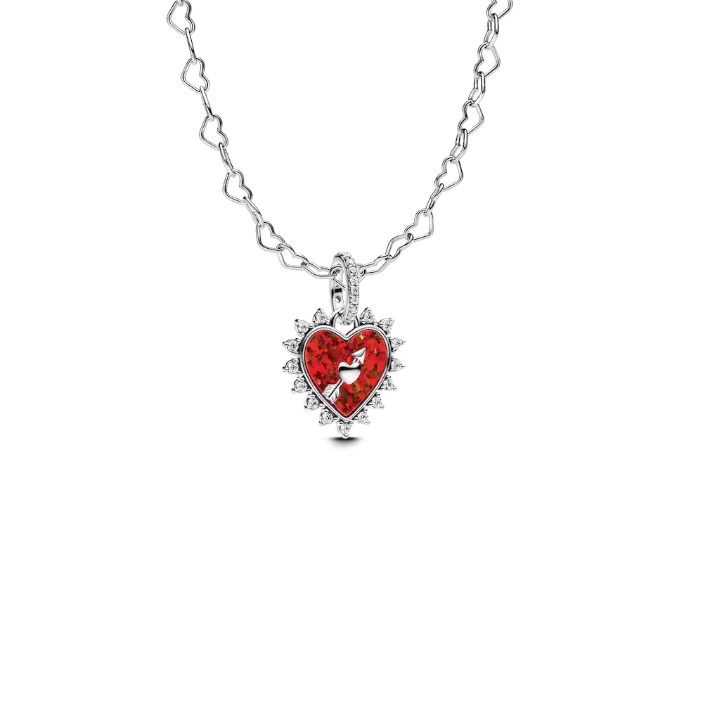 Spinnable Arrow Heart Charm Necklace