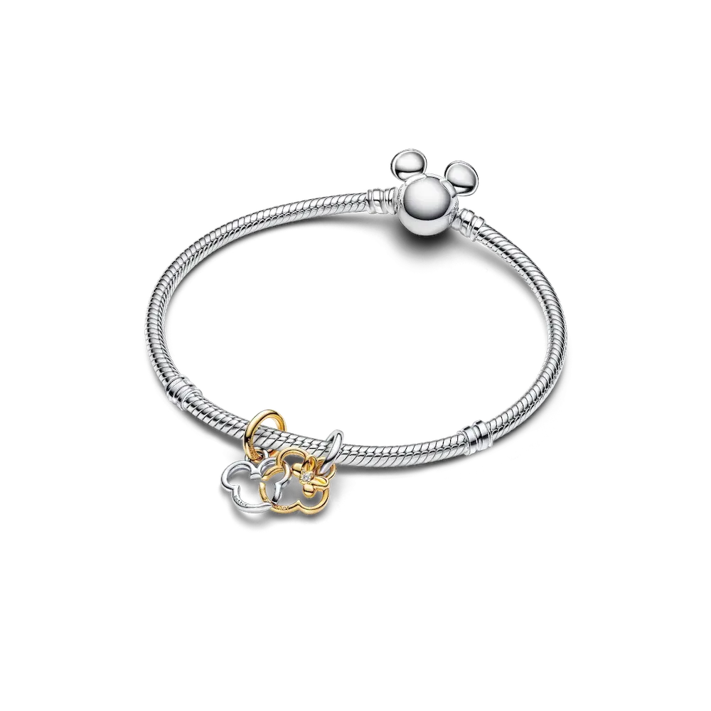Mickey Mouse and Minnie Mouse Splittable Dangle Charm Bracelet Set