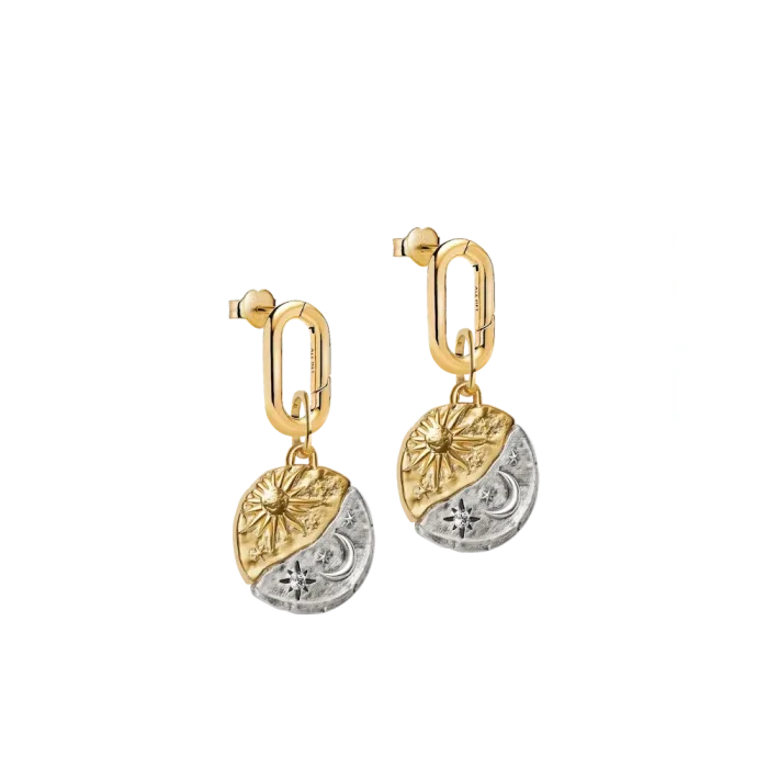 Sun & Moon Medallion Charm Earrings - Image 19