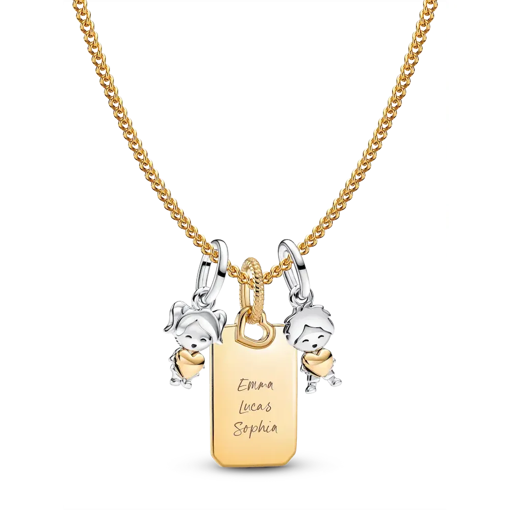 A Mother's Love Engravable Charm Necklace Set
