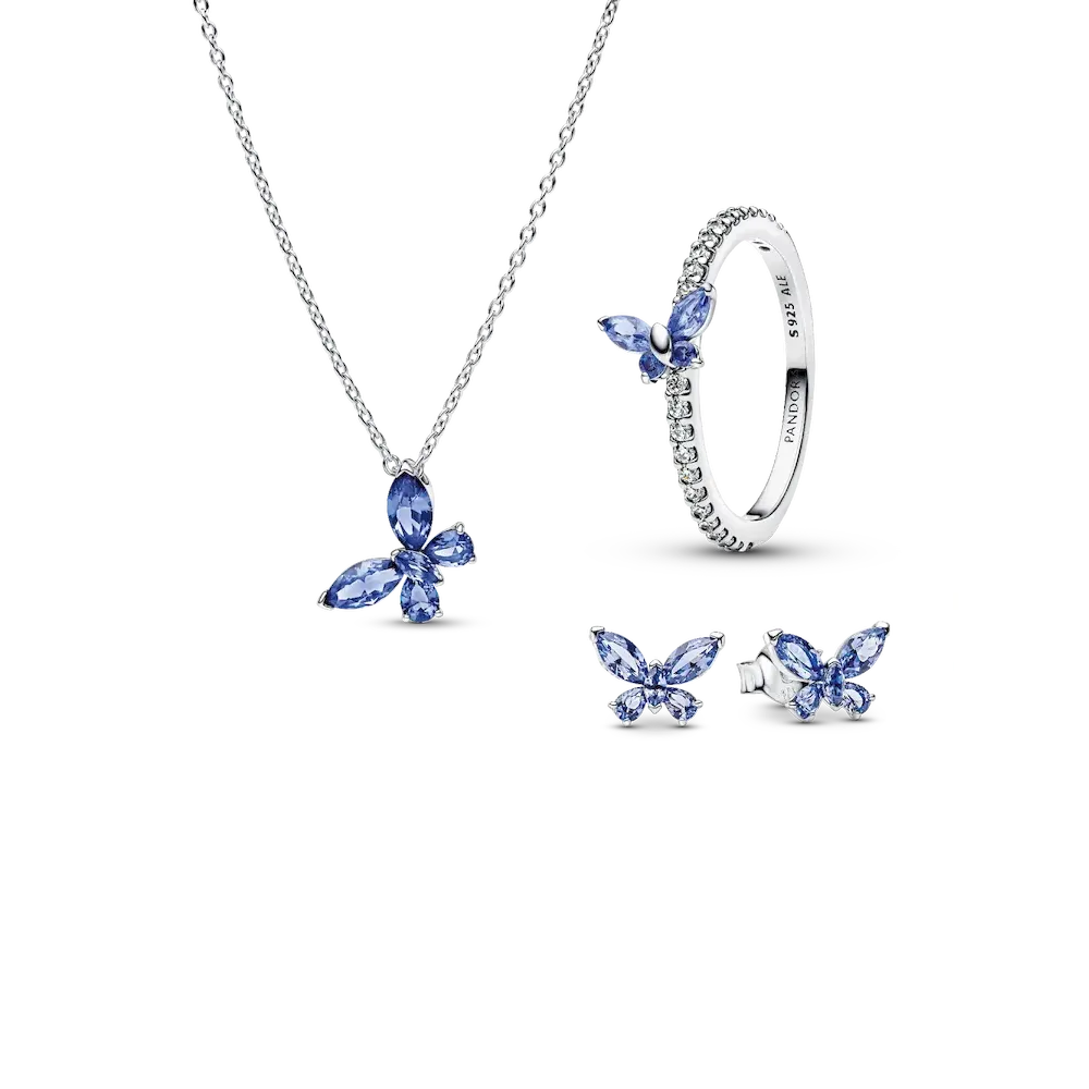 Winter Blue Butterfly Jewelry Set