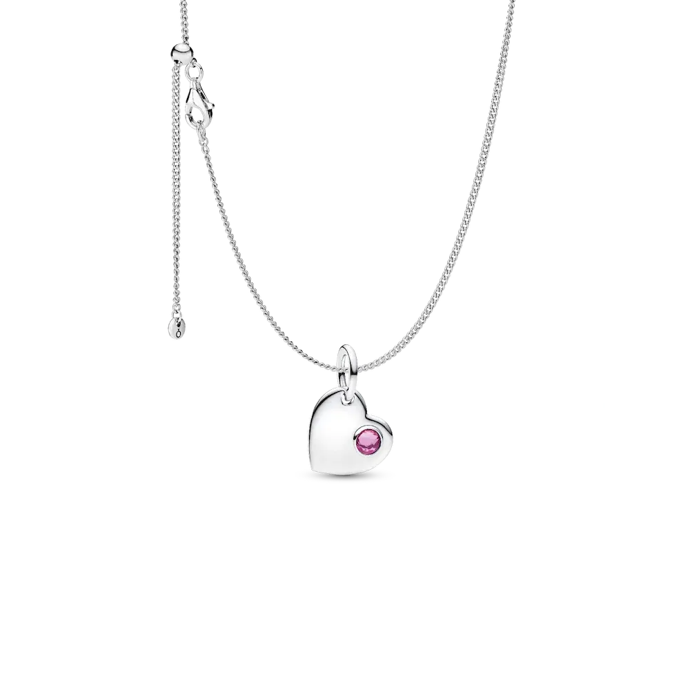 PSG2553_RGB.webp October Birthstone Heart Pendant Necklace - Image 1