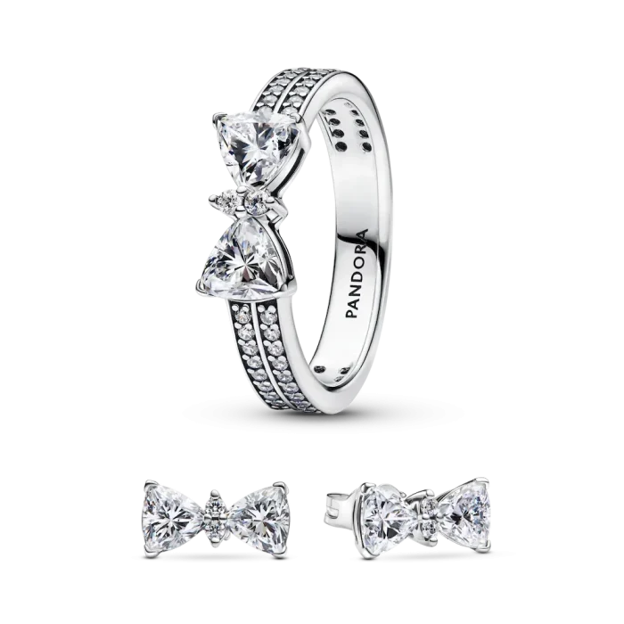 Sparkling Bow Double Ring Set - Image 4