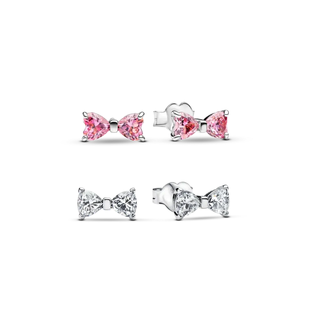 Sparkling Bow Stud Earring Set