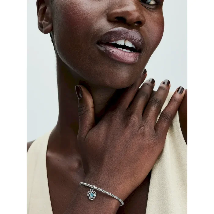 Sea Aqua Blue Eternity Circle Dangle Charm - Image 3