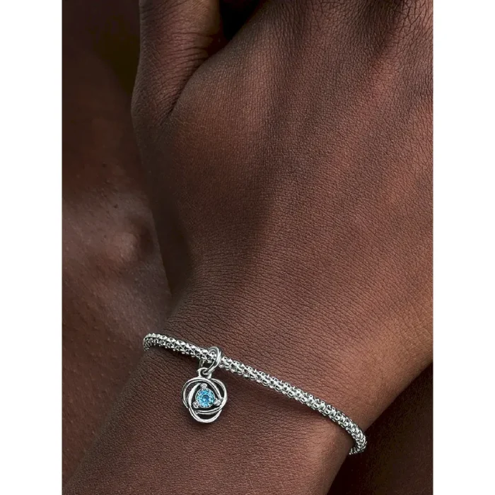 Sea Aqua Blue Eternity Circle Dangle Charm - Image 2