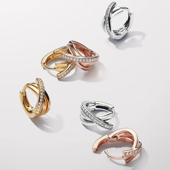 Crossover Pavé Hoop Earrings - Image 4