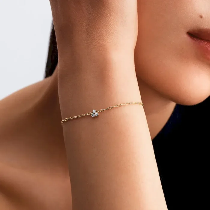 Lab-Grown Diamond Cluster Paperclip Necklace & Bracelet Set - Image 10