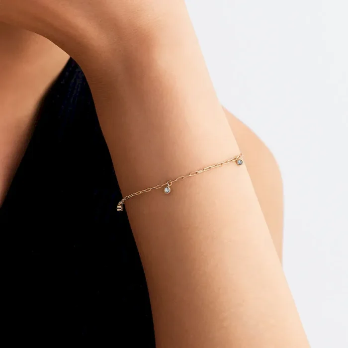 Pandora Era Bezel Lab-Grown Diamond Dangle Paperclip Chain Bracelet - Image 3