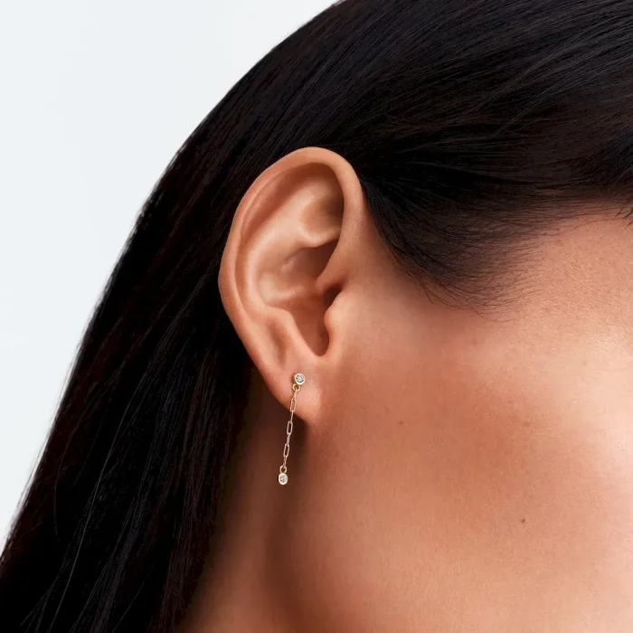 Pandora Era Bezel Lab-Grown Diamond Paperclip Chain Drop Earrings - Image 3