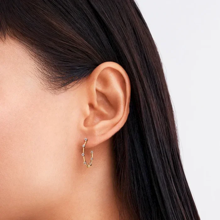 Pandora Era Lab-Grown Diamond Station Hoop Earrings - Image 3