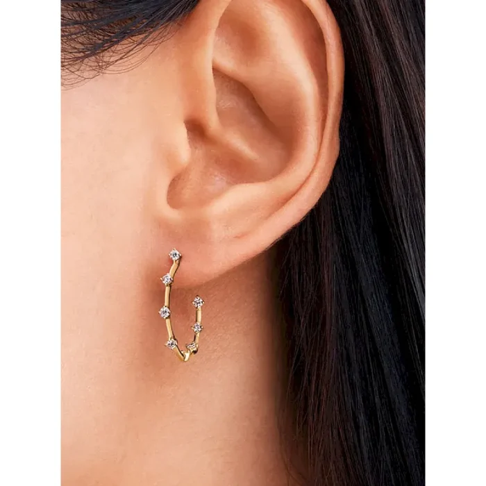 Pandora Era Lab-Grown Diamond Station Hoop Earrings - Image 2