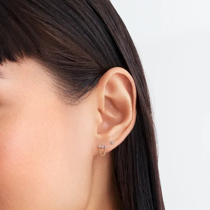 Pandora Era Lab-Grown Diamond Trio Chain Stud Earrings - Image 4