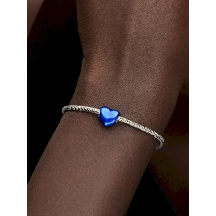 Metallic Blue Heart Charm - Image 2