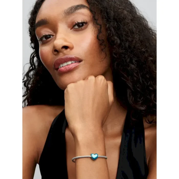 Metallic Sky Blue Heart Charm - Image 4