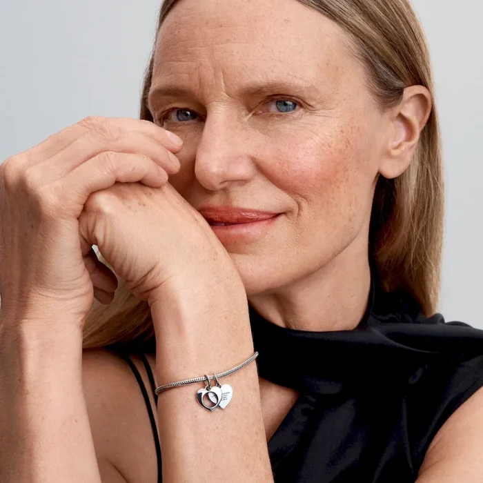 Engravable Heart Magnifying Glass Double Dangle Charm - Image 4