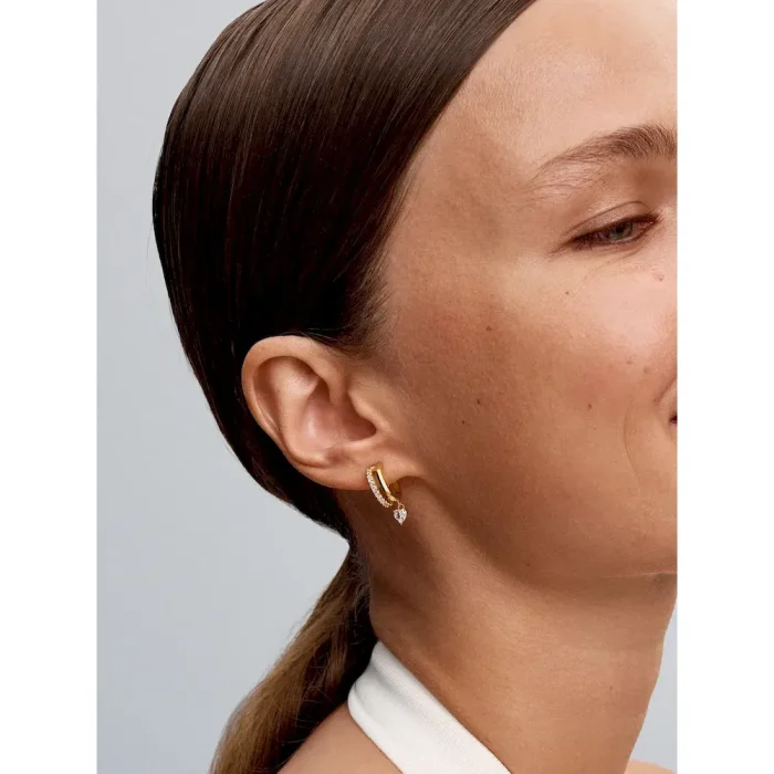 Dangling Heart Hoop Earrings - Image 3