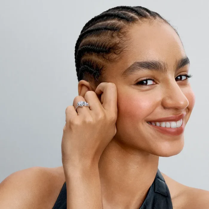 Sparkling Halo Hearts Ring Set - Image 5