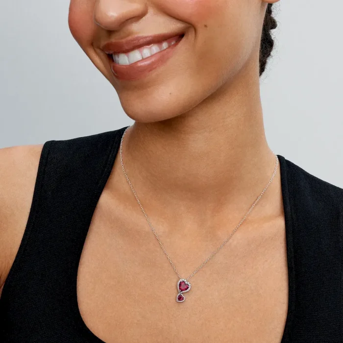 Red Halo Hearts Pendant Necklace - Image 2