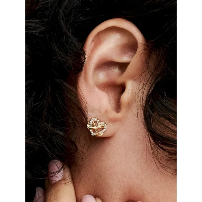 Sparkling Infinity Heart Stud Earrings - Image 2