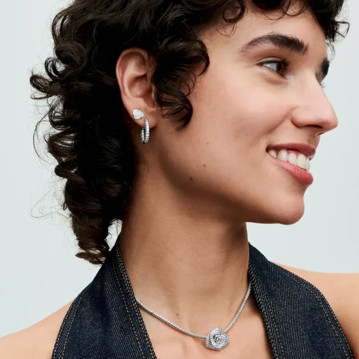 White Rose in Bloom Stud Earrings - Image 4