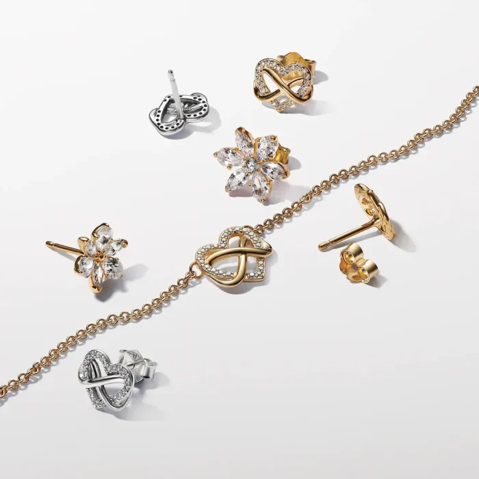 Sparkling Infinity Heart Stud Earrings - Image 5