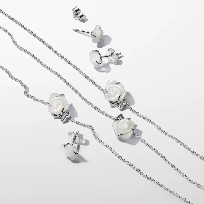 White Rose in Bloom Stud Earrings - Image 5